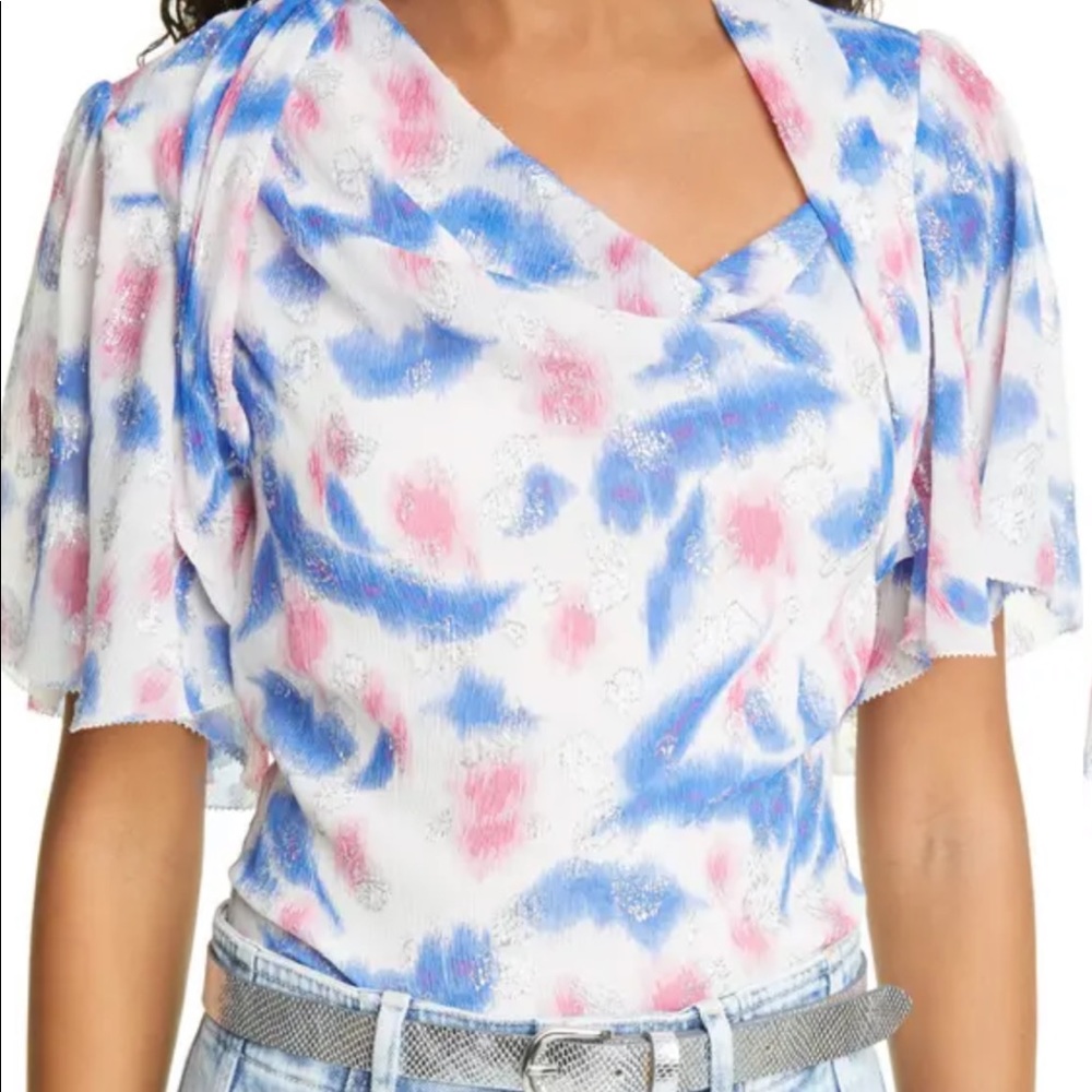 ISABEL MARANT Nama Metallic Silk Blend Top